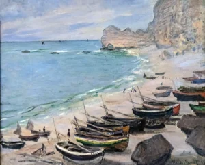 ECM001 | Claude Monet | Bateaux sur la plage a Etretat