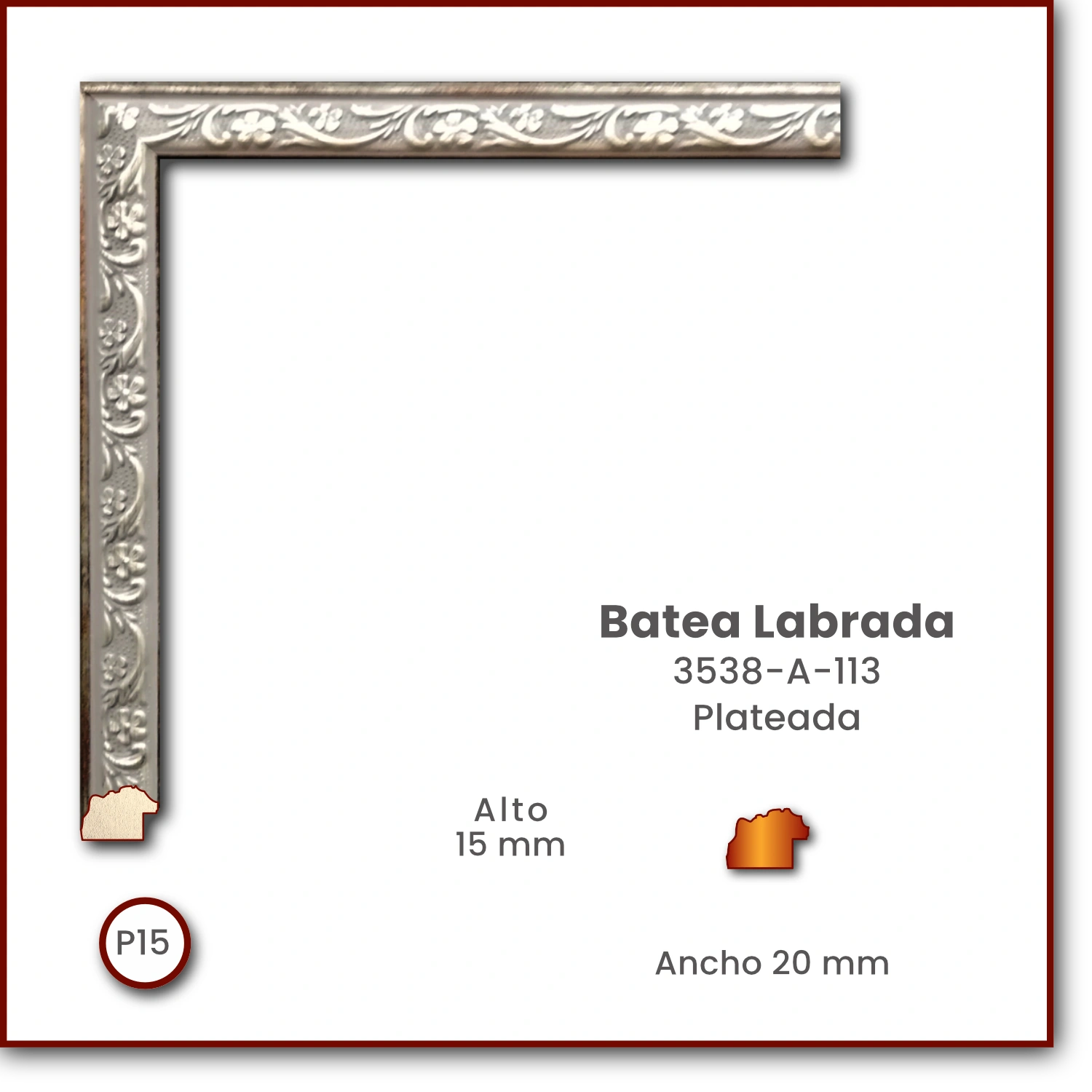 Batea Labrada 20 | Plateado | 3538-A-113