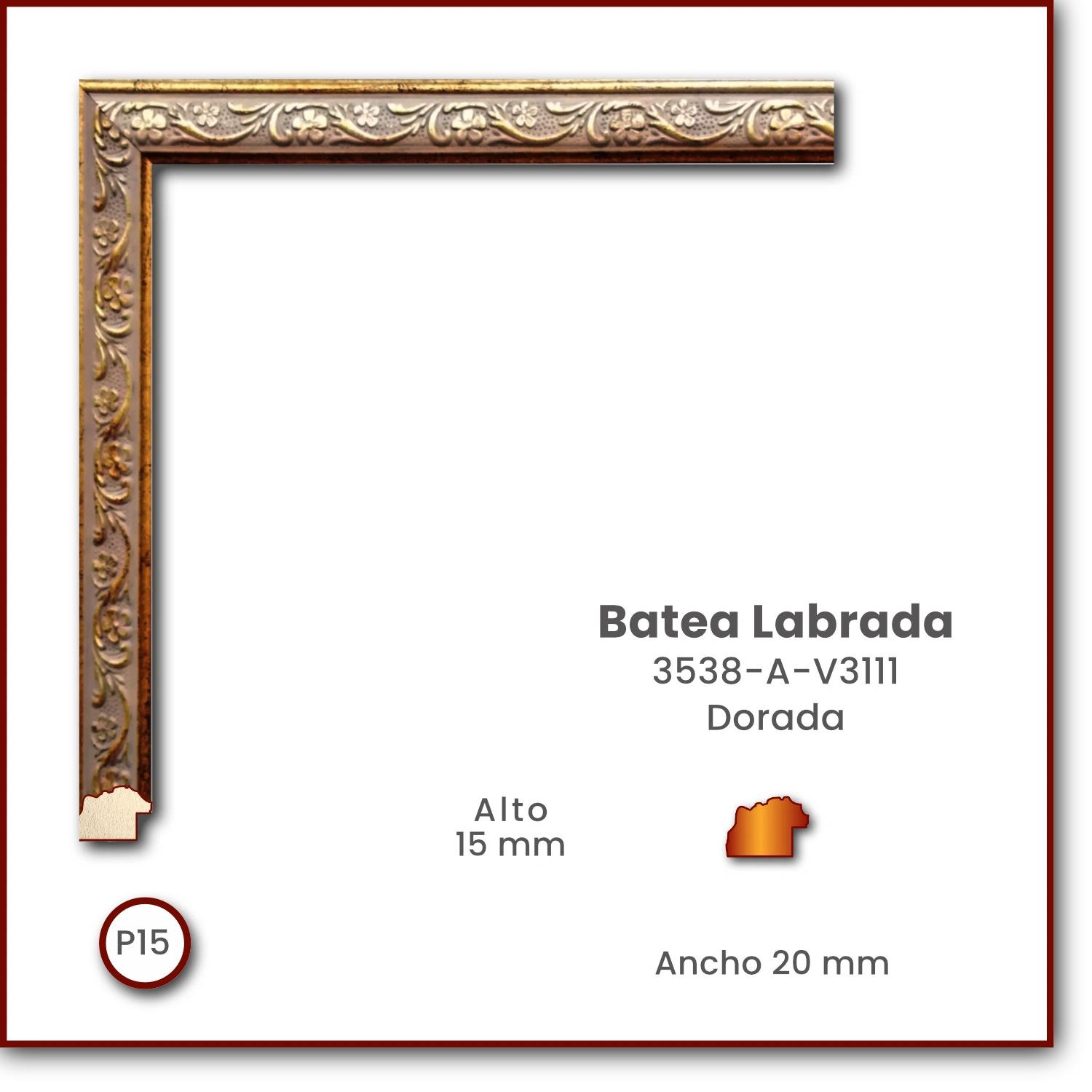 Batea Labrada 20 | Dorado | 3538-A-V3111