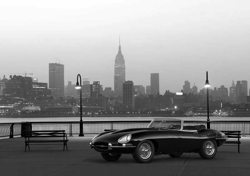 3AP5586 | Gasoline Images | Vintage spyder in NYC (BW)