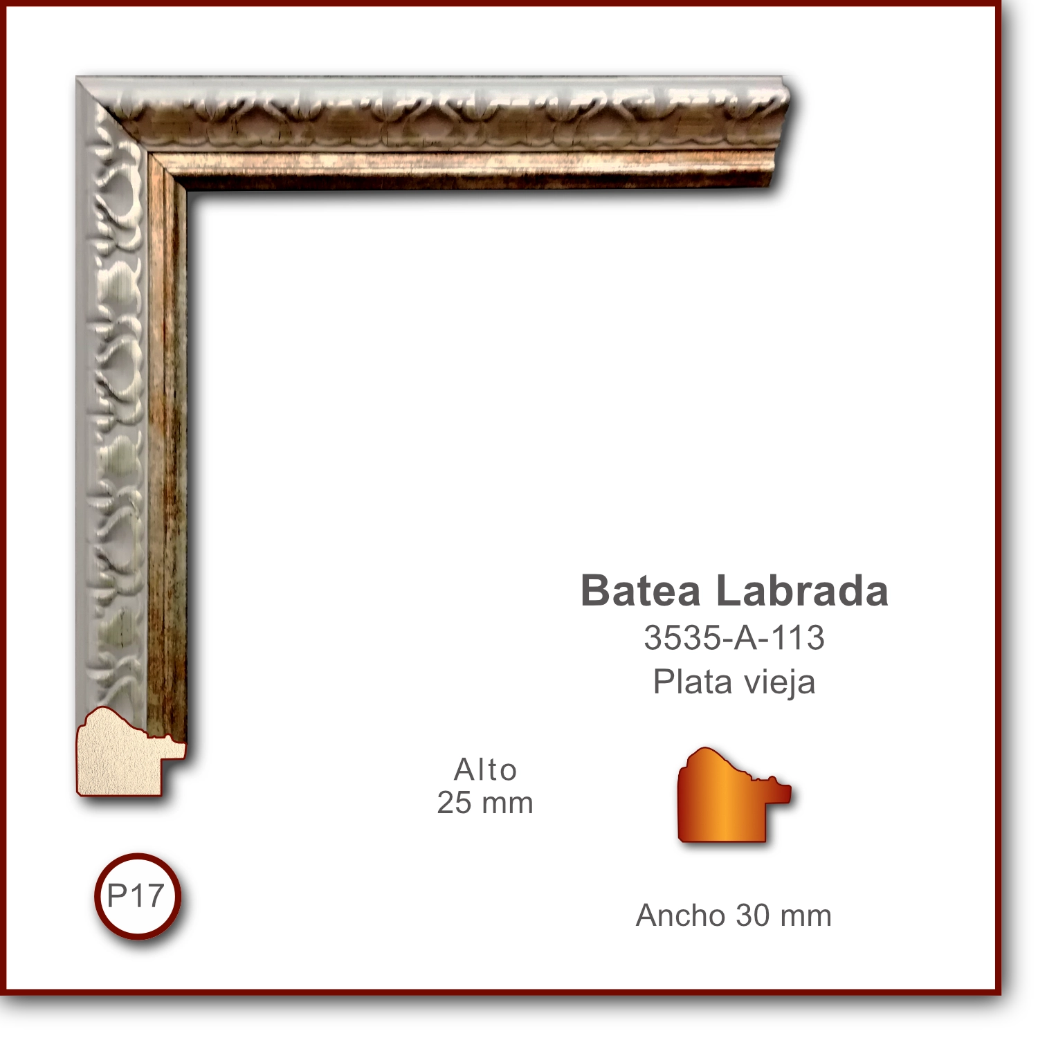 Batea Labrada 32 | Plateado | 3535-A-113