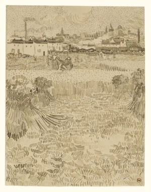 VG008 | Vincent Van Gogh | Arles View from the Wheatfields - Drawing