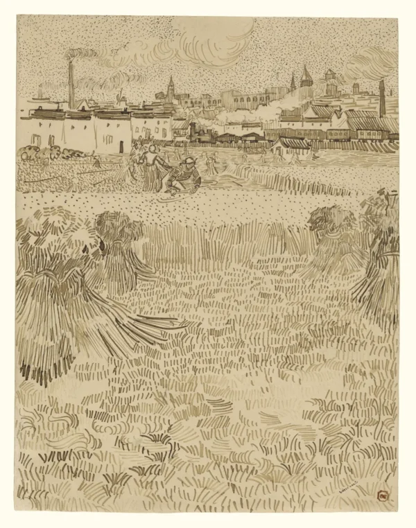 VG008 | Vincent Van Gogh | Arles View from the Wheatfields - Drawing