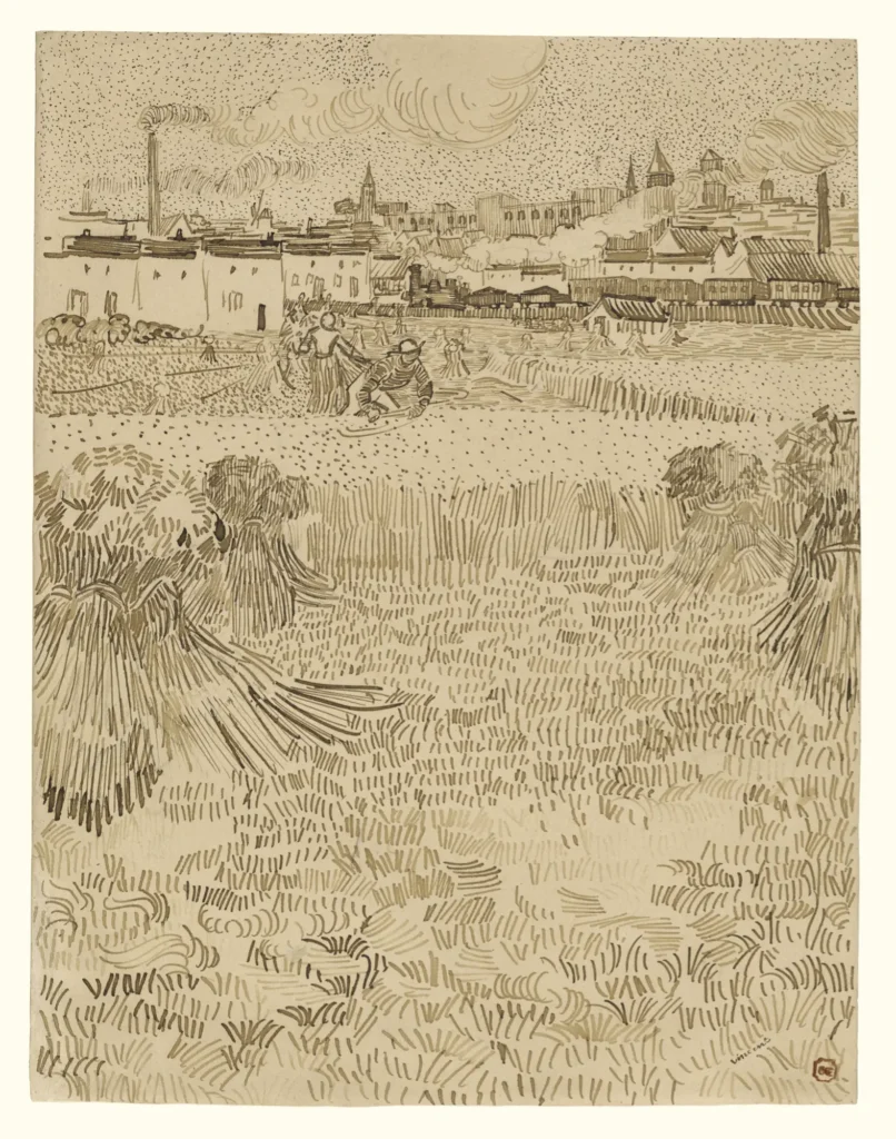 VG008 | Vincent Van Gogh | Arles View from the Wheatfields - Drawing