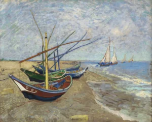 EVG015 | Vincent Van Gogh | Fishing Boats on the Beach at Saintes-Maries (1888)